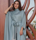 Light blue crepe abaya