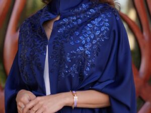 Navy Blue Crepe Abaya - Image 2